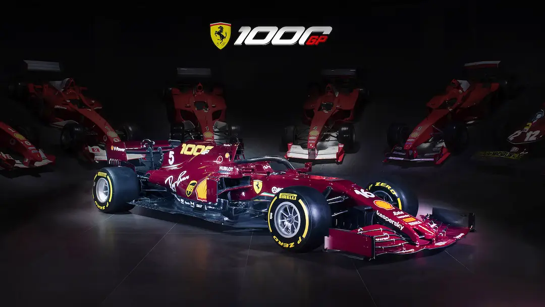 Ferrari Maranello tour – the special burgundy SF1000 1000th Grand Prix livery on display at Mugello. © Ferrari Media