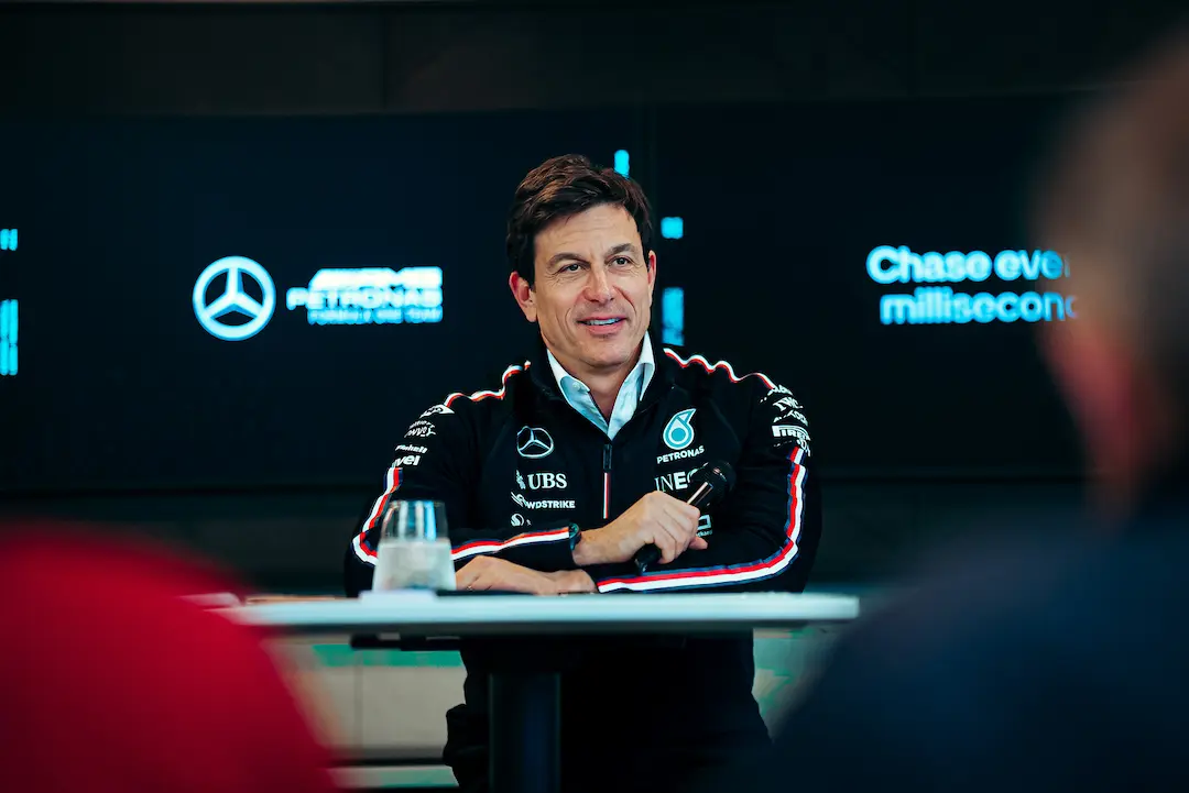 Toto Wolff in Talks to Sell Part of Mercedes F1 Stake as Team Valued at $6 Billion (£4.6 Billion) 1 Toto Wolff speaking during the team principals’ press conference at the 2024 Chinese Grand Prix, representing the Mercedes F1 team amid reports about toto wolff mercedes shares. © Mercedes-Benz Group AG / Sebastian Kawka