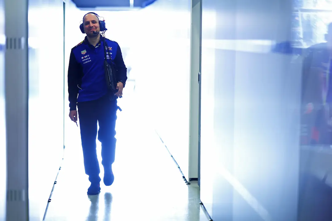 Gianpiero Lambiase McLaren negotiation: Gianpiero Lambiase walks through the Red Bull garage during final practice at the 2026 Australian Grand Prix at Albert Park Circuit © Getty Images