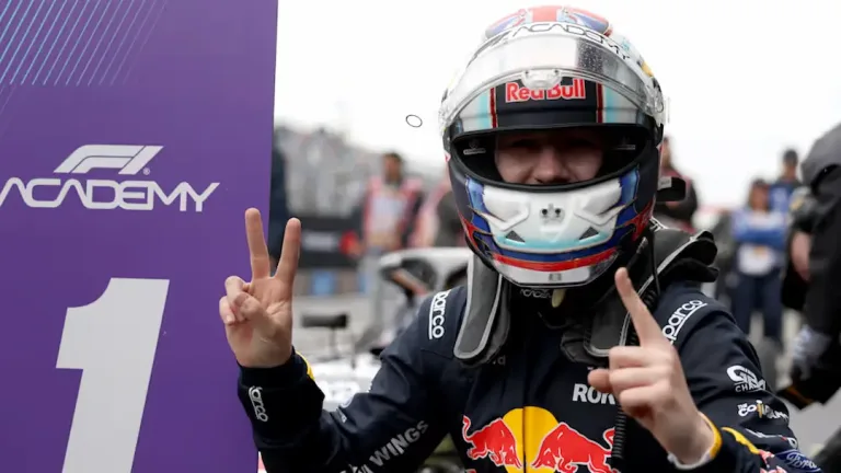 F1 Academy Montreal Feature Race 2026 winner Alisha Palmowski celebrates pole position at Circuit Gilles Villeneuve during the Montreal weekend © Getty Images