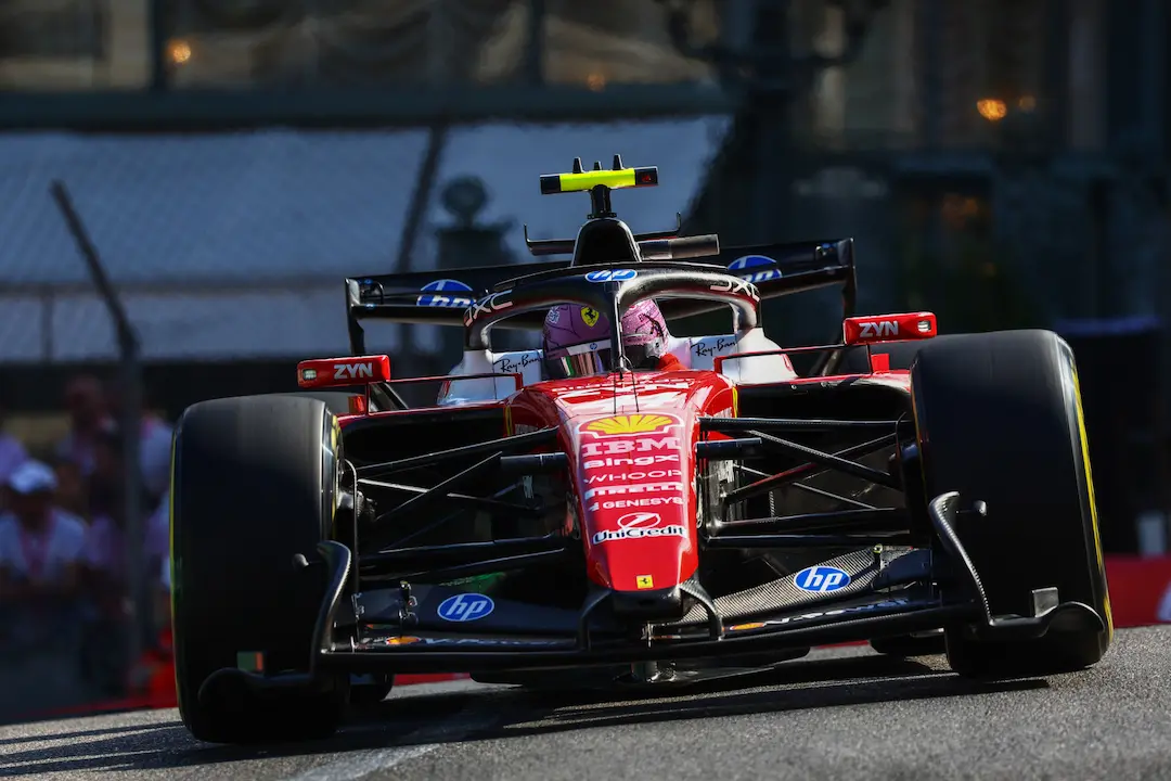 F1 Monaco Grand Prix 2026 practice Lewis Hamilton driving the Ferrari SF-26 during Friday practice at the Circuit de Monaco