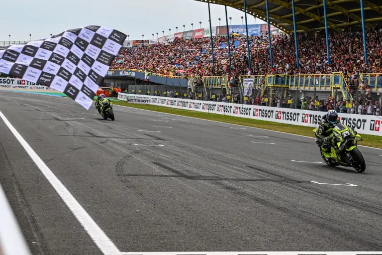MotoGP Dutch TT Sprint 2026 finish with Raul Fernandez crossing the line ahead of Ai Ogura at Assen