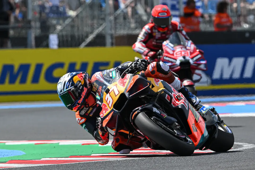 MotoGP Grand Prix of Hungary 2026 Pedro Acosta leads Marc Marquez during the race at Balaton Park Circuit