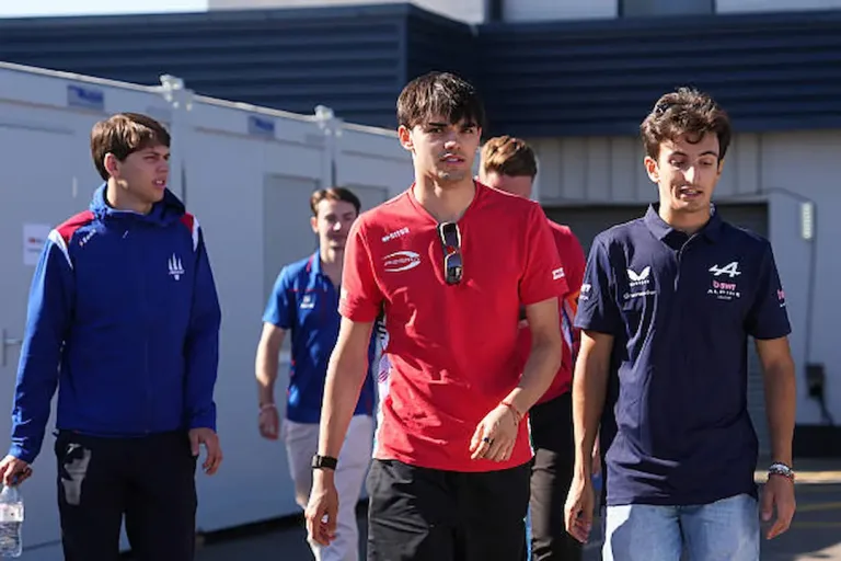 F2 Silverstone Grand Prix 2026 Preview image showing Sebastián Montoya and Gabriele Minì walking in the Silverstone paddock ahead of the Formula 2 weekend