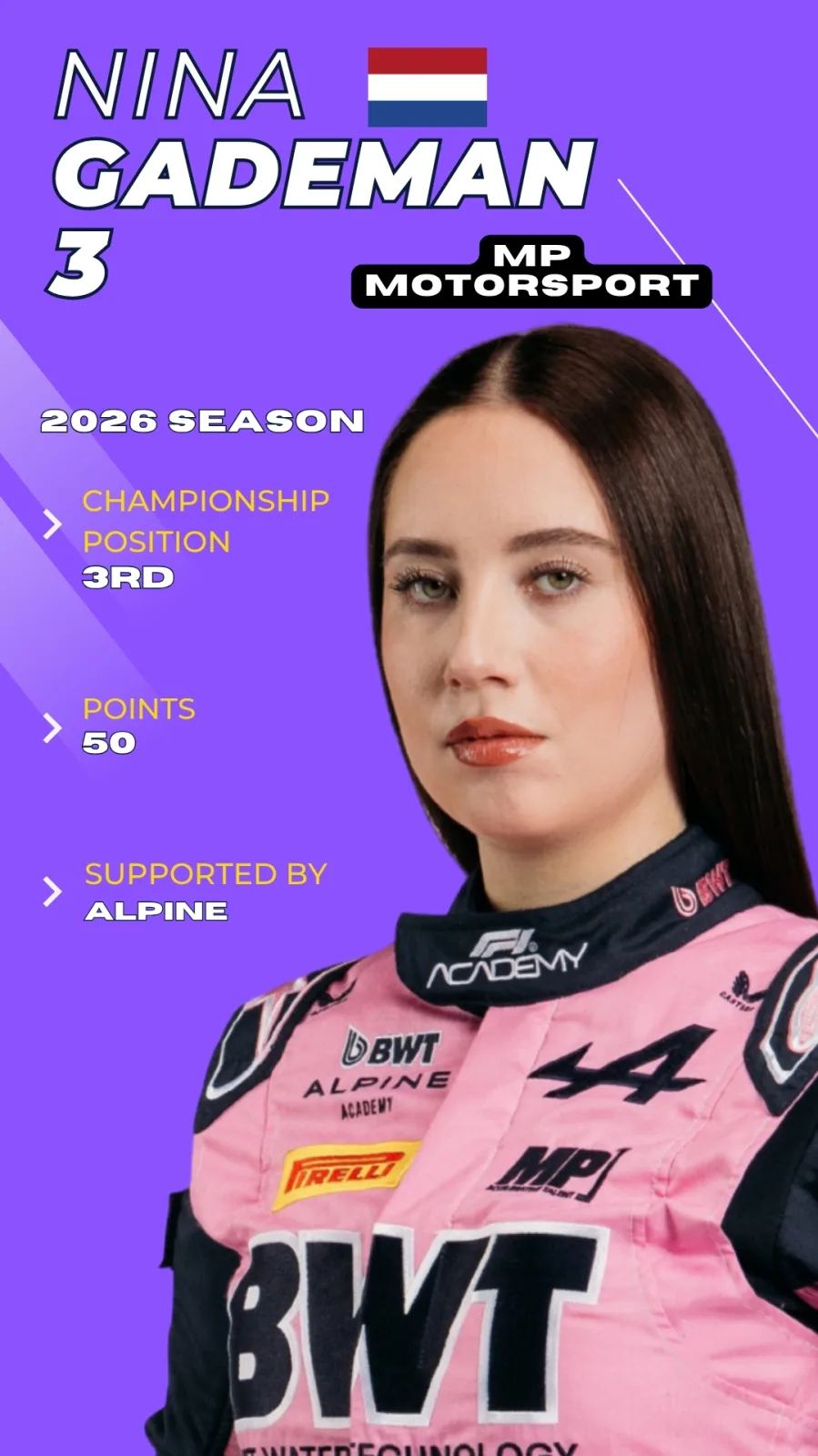 Nina Gademan, MP Motorsport driver profile